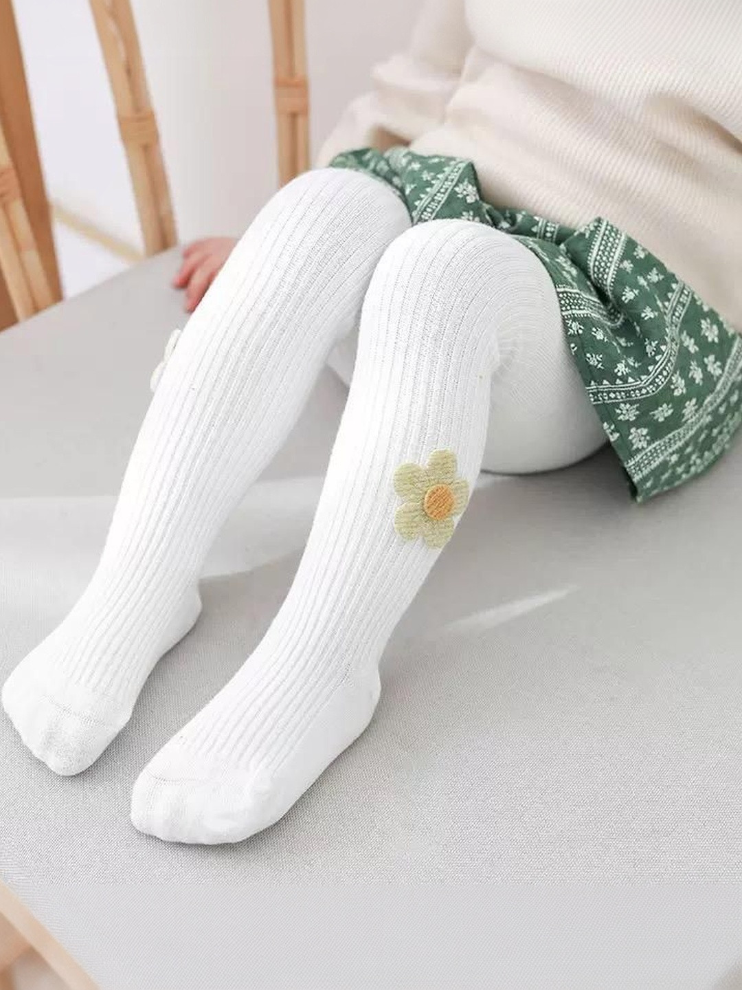 Ziory Floral Designed Cotton Lace Stockings