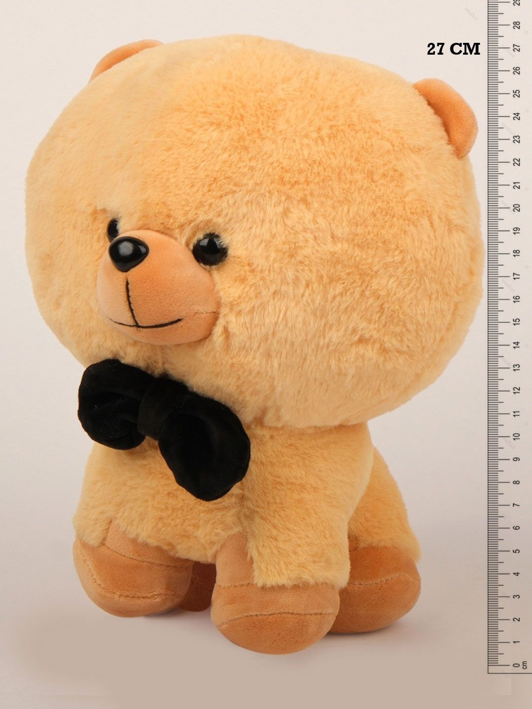DukieKooky Kids Brown Polyester Teddy Bear with Bow Tie Soft Plush Toy Height - 27 CM