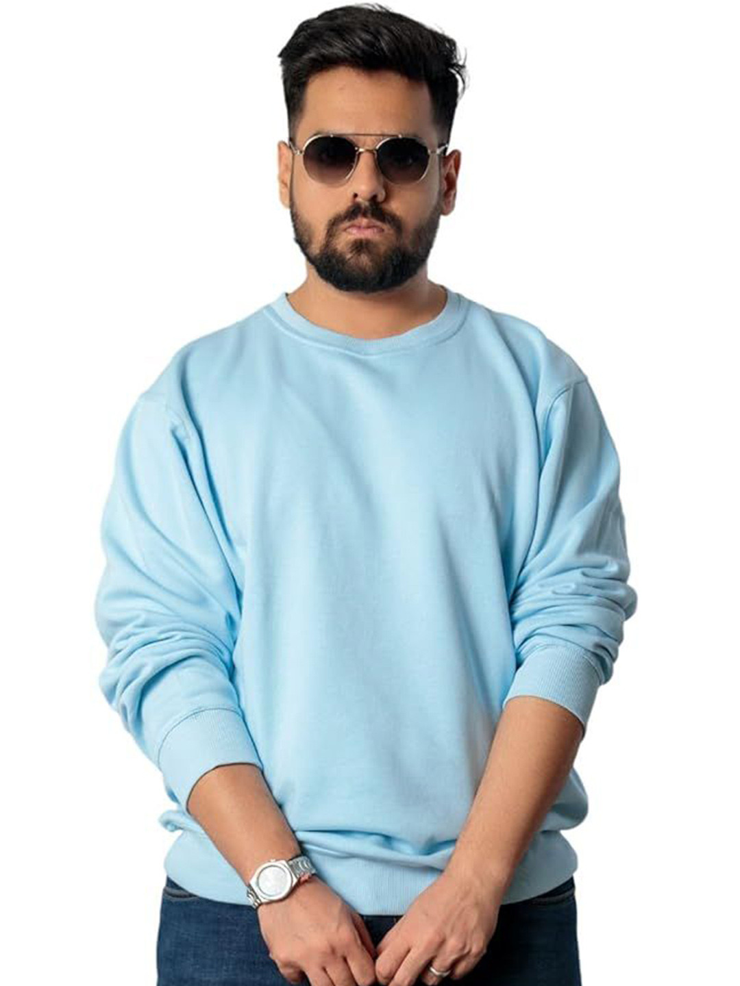 Todo Basique Men Oversized Long Sleeve Round Neck Cotton Sweatshirt