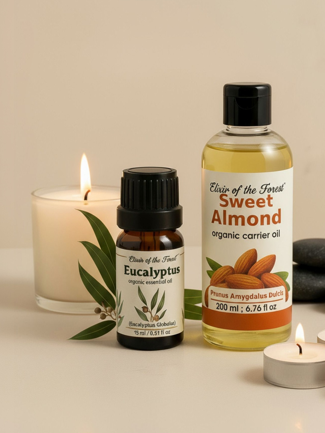 ELIXIR OF THE FOREST Set Of 2 Eucalyptus Essential Oil -15 ml & Sweet Almond Oil - 200 ml