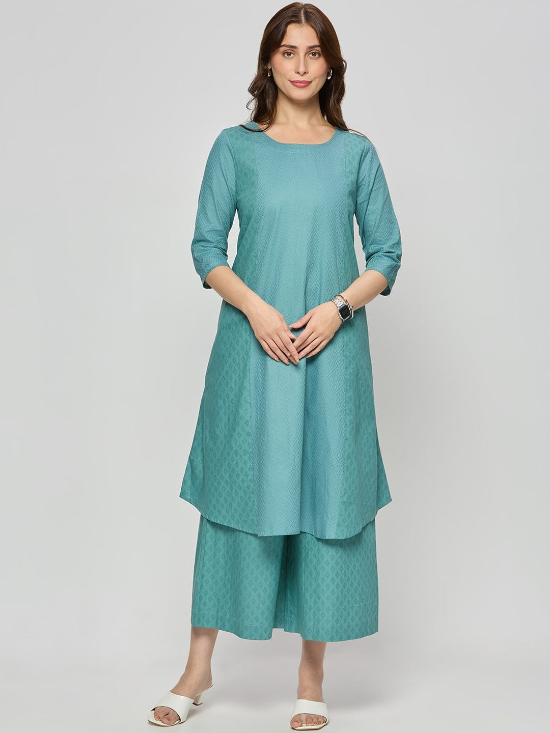 Autumn Hues Women Pure Cotton Kurta with Palazzos