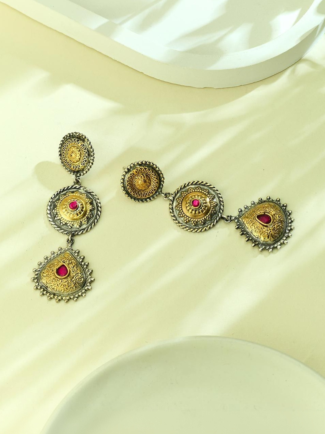 Fabindia Teardrop Shaped Drop Earrings with Post and Back Closure