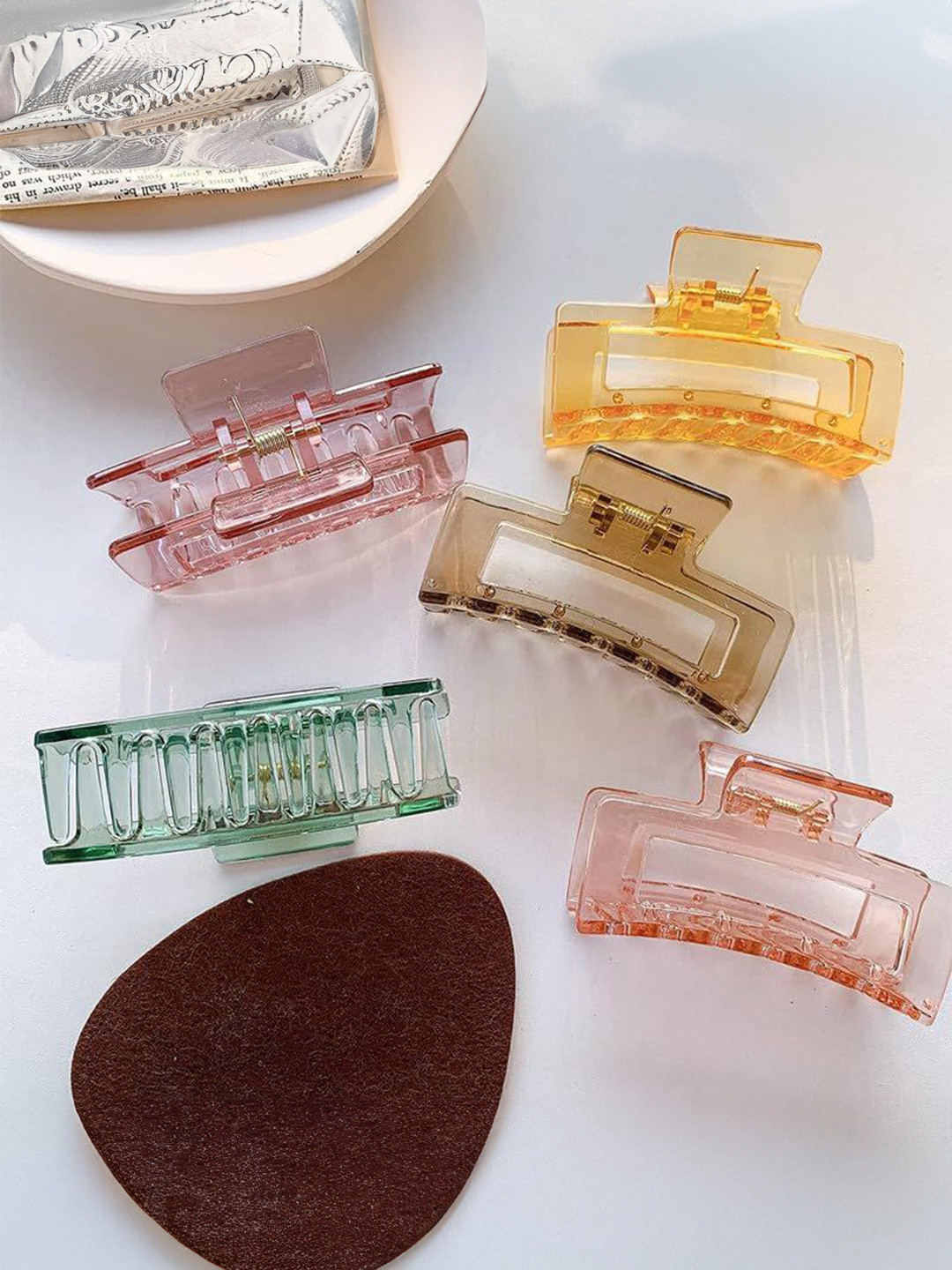 MADHAVWATCH Women Set of 4 Transparent Claw Clips