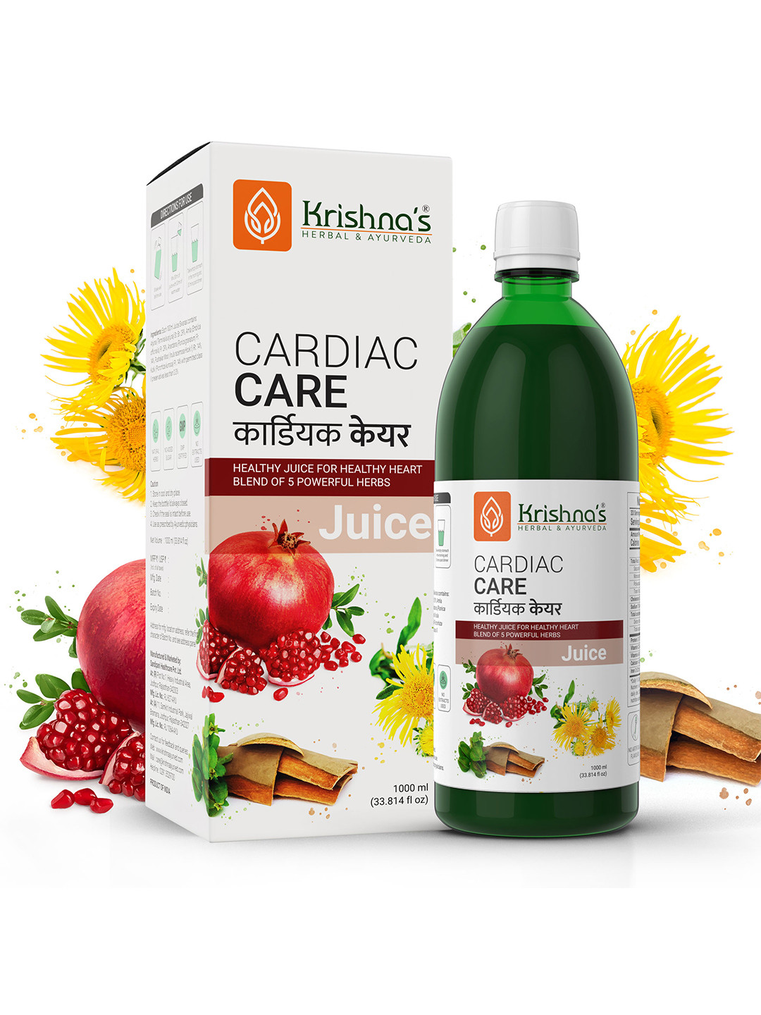 Krishna's Herbal & Ayurveda Cardiac Care Powerful Herbs Juice For Healthy Heart - 1L