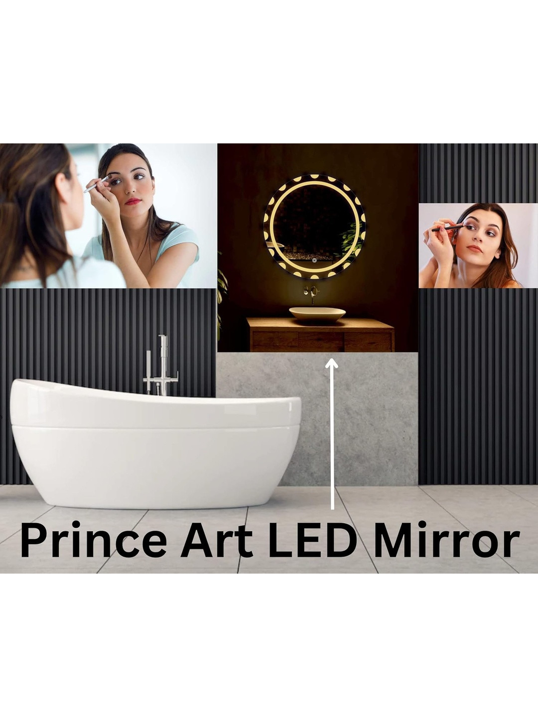 ARYAANSH Round Glass Touch Sensor & Anti-Fog LED Bathroom Modern Wall Mirrors With Light