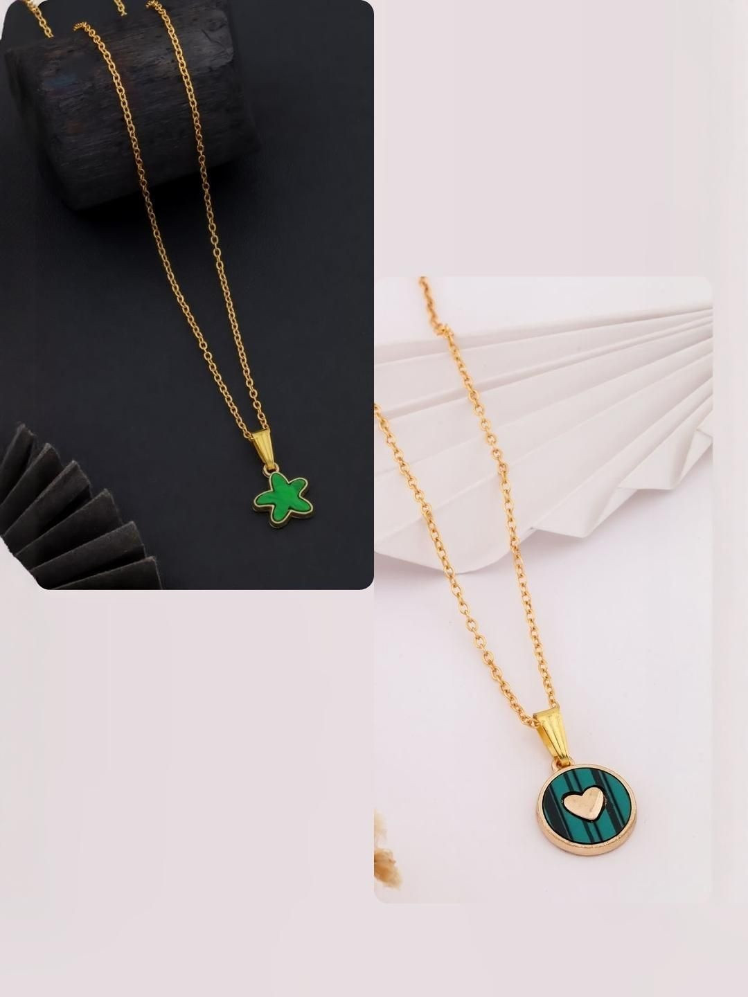 SZN Set Of 2 Gold-Plated Elegant New Charms Necklace