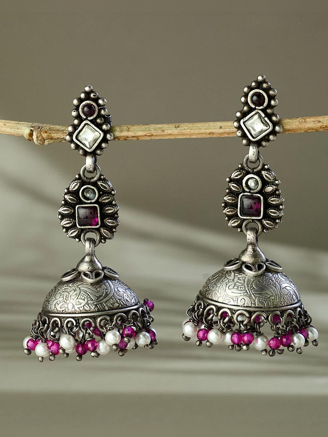 Fabindia Oxidised Silver Jhumka Earrings