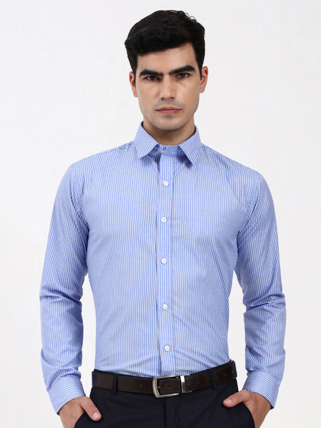 Ya Qalbi Men Premium Tailored Fit Striped Formal Shirt