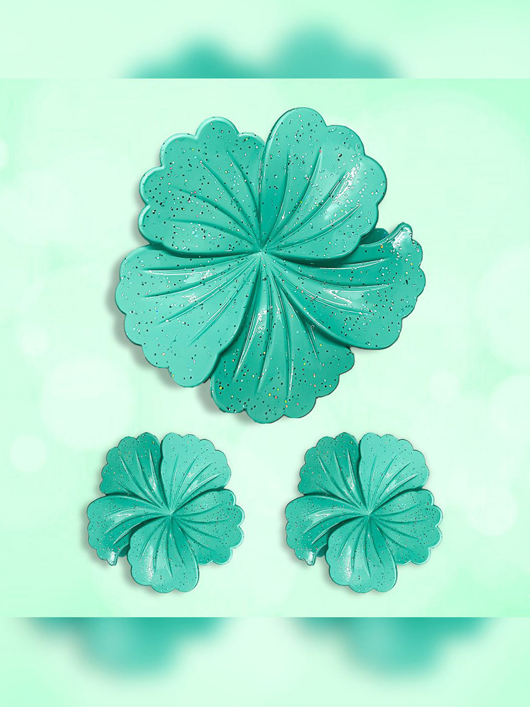 LYKAA Girls Set of 3 Flower Claw Clip with Glitter Detailing