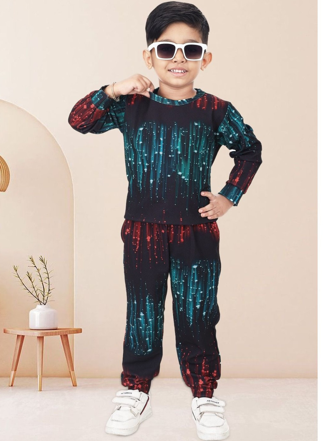 NEW GEN Boys Printed Round Neck Long Sleeves Clothing Set