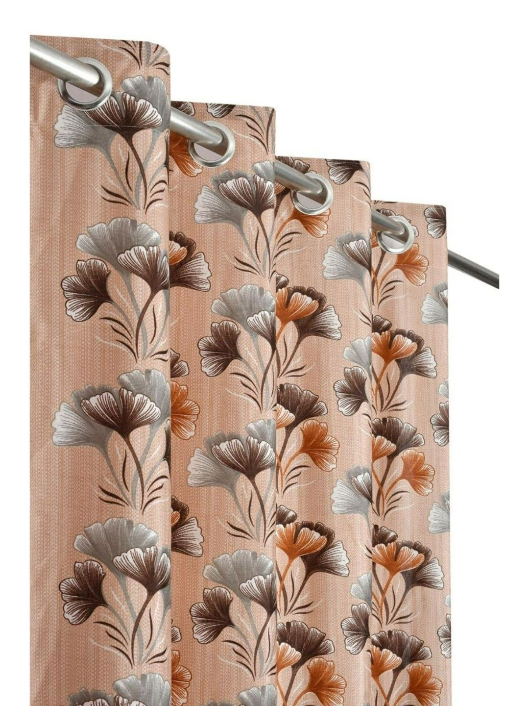 UrbanArts Brown Printed Wrinkle Free Window Room Darkening Eyelet Curtains