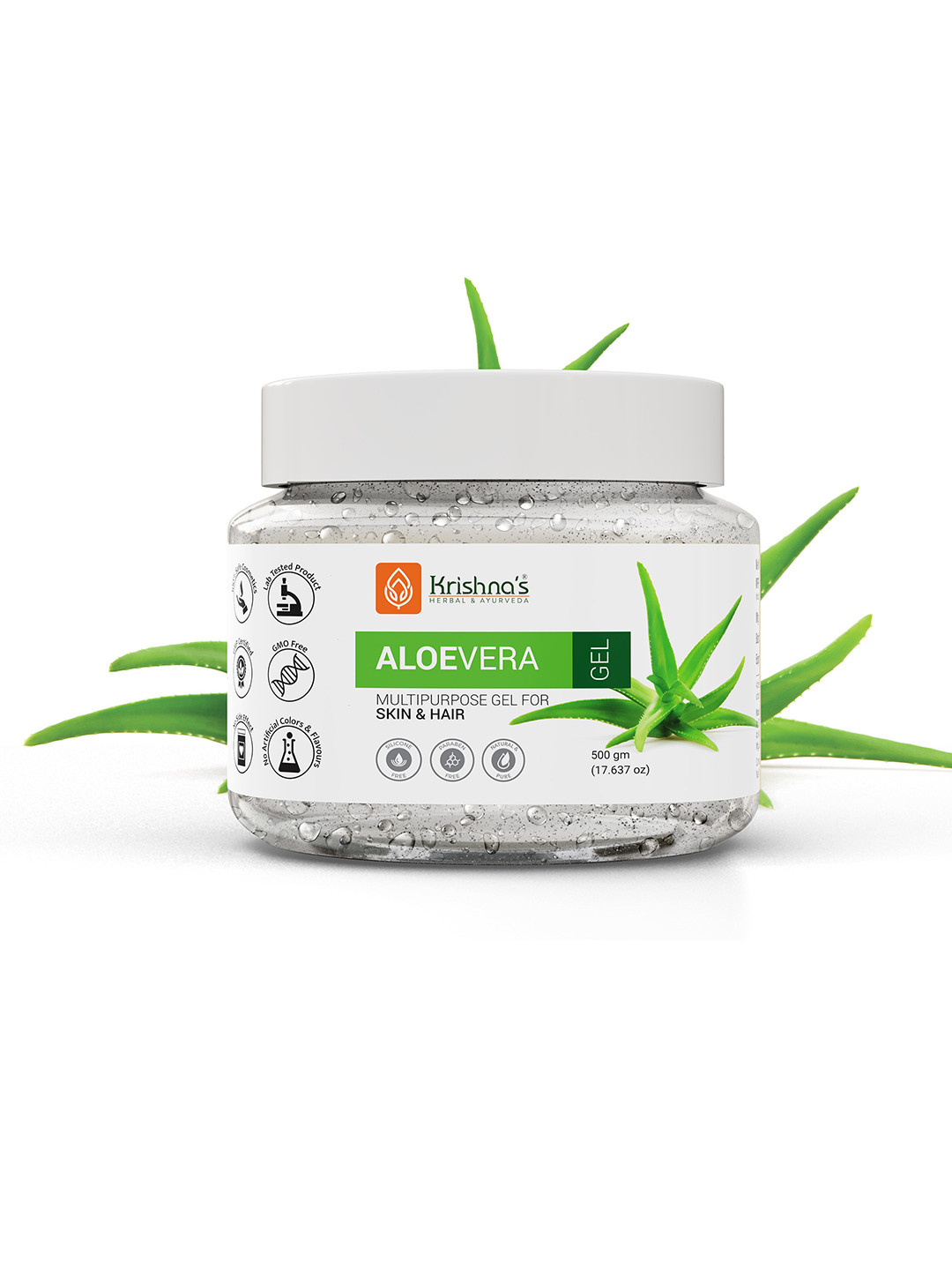 Krishna's Herbal & Ayurveda Multipurpose Aloevera Gel for Skin & Hair - 500 g