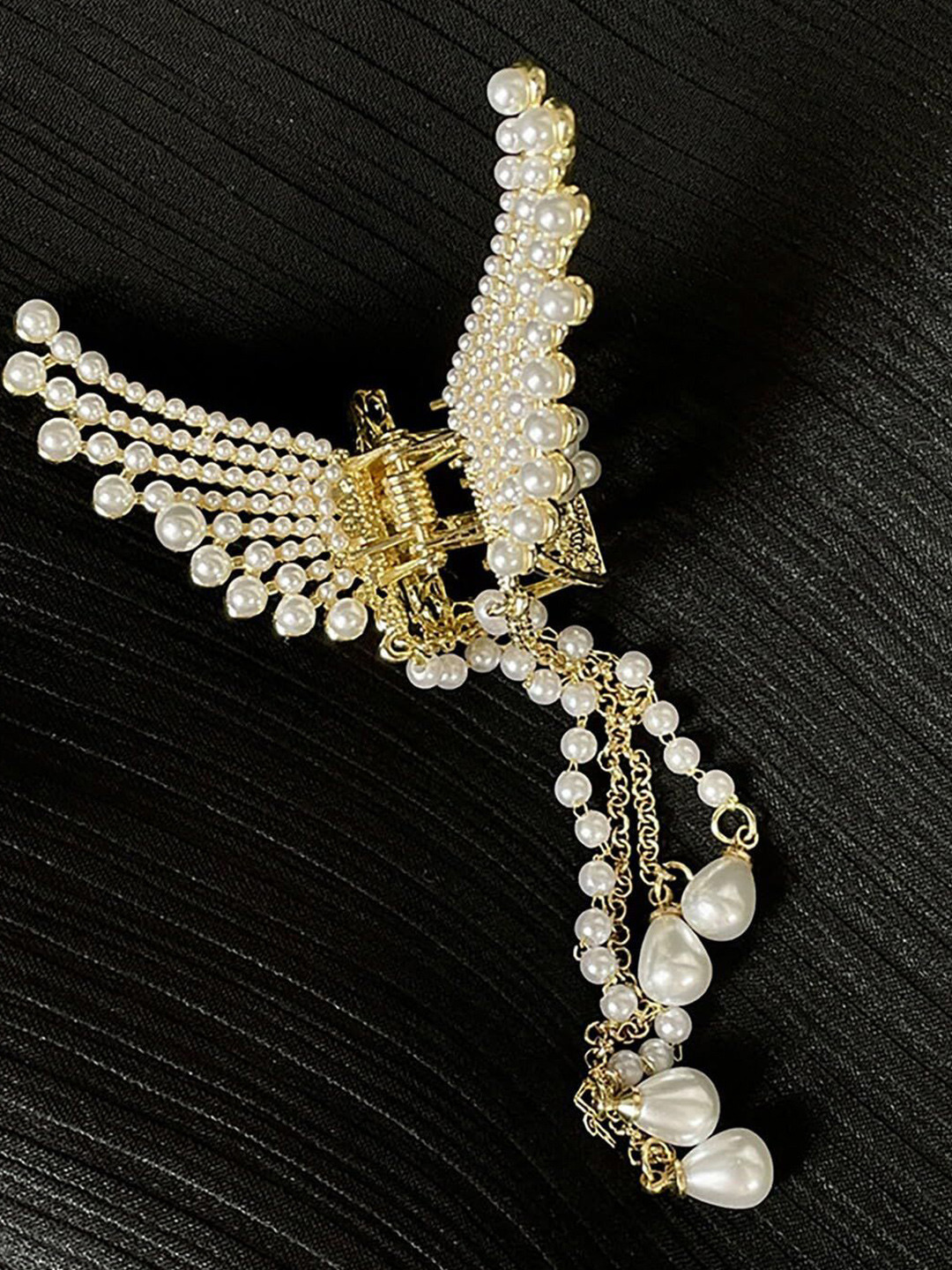 FHONEX Women Big Butterfly Shape Pearl Clutcher Plastic Claw Clip