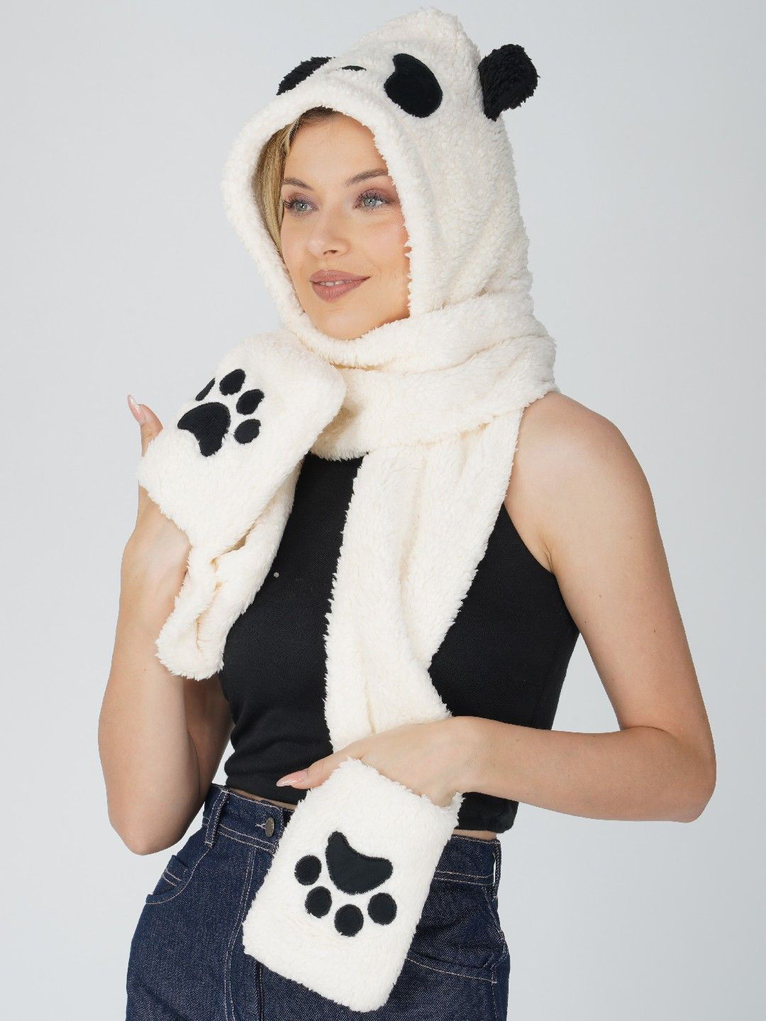 LADONNA Women Woollen Self Design Beanie Cute Warm Scarf Winter Cap