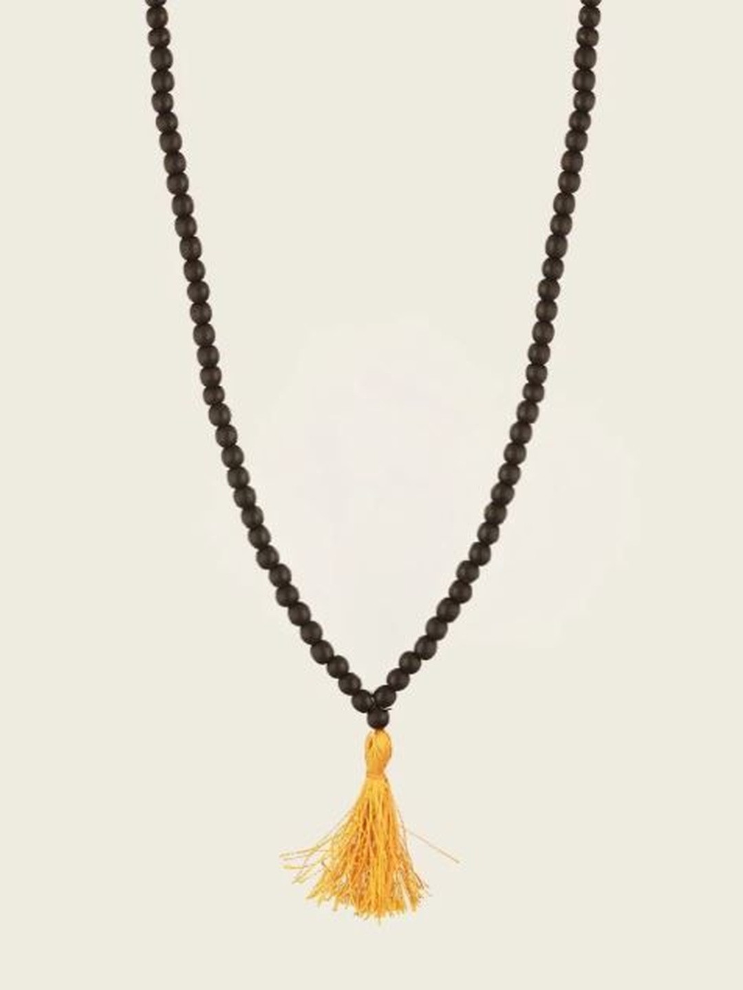 HEALINGGEMS Men Silver-Plated Slip-On Tasselled Karungali Mala