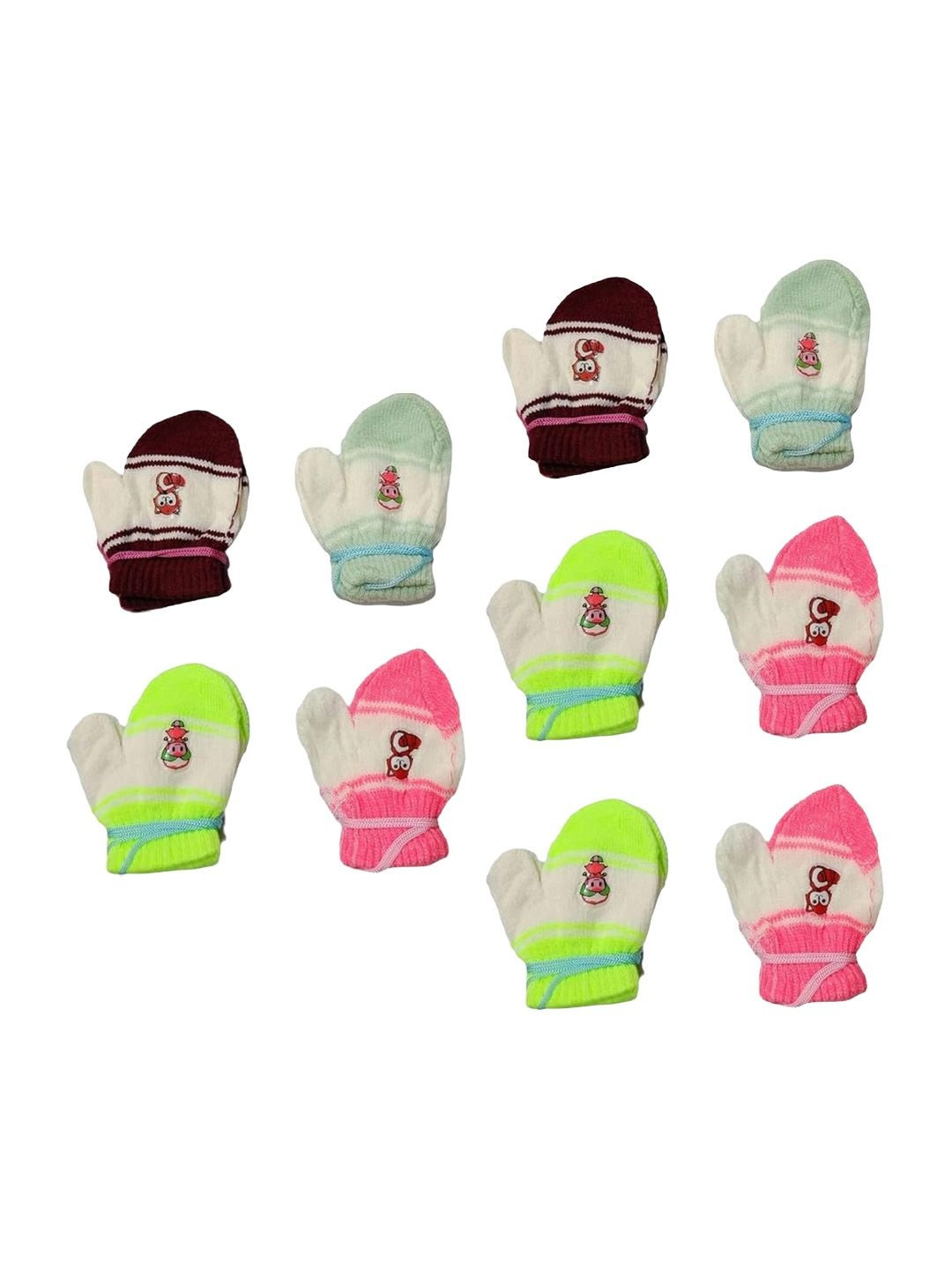 SECRETS BY ZEROKAATA Kids Pack of 10 Wool Assorted Winter Mittens