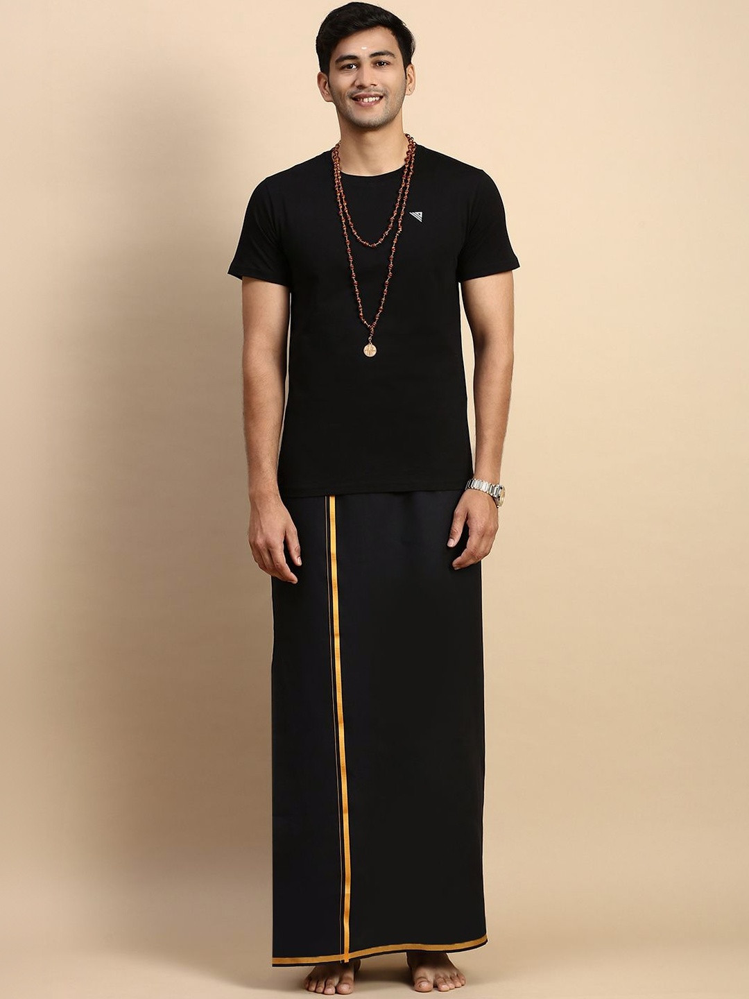 Ramraj Polo Collar Pure Cotton T-shirt With Dhoti Pants