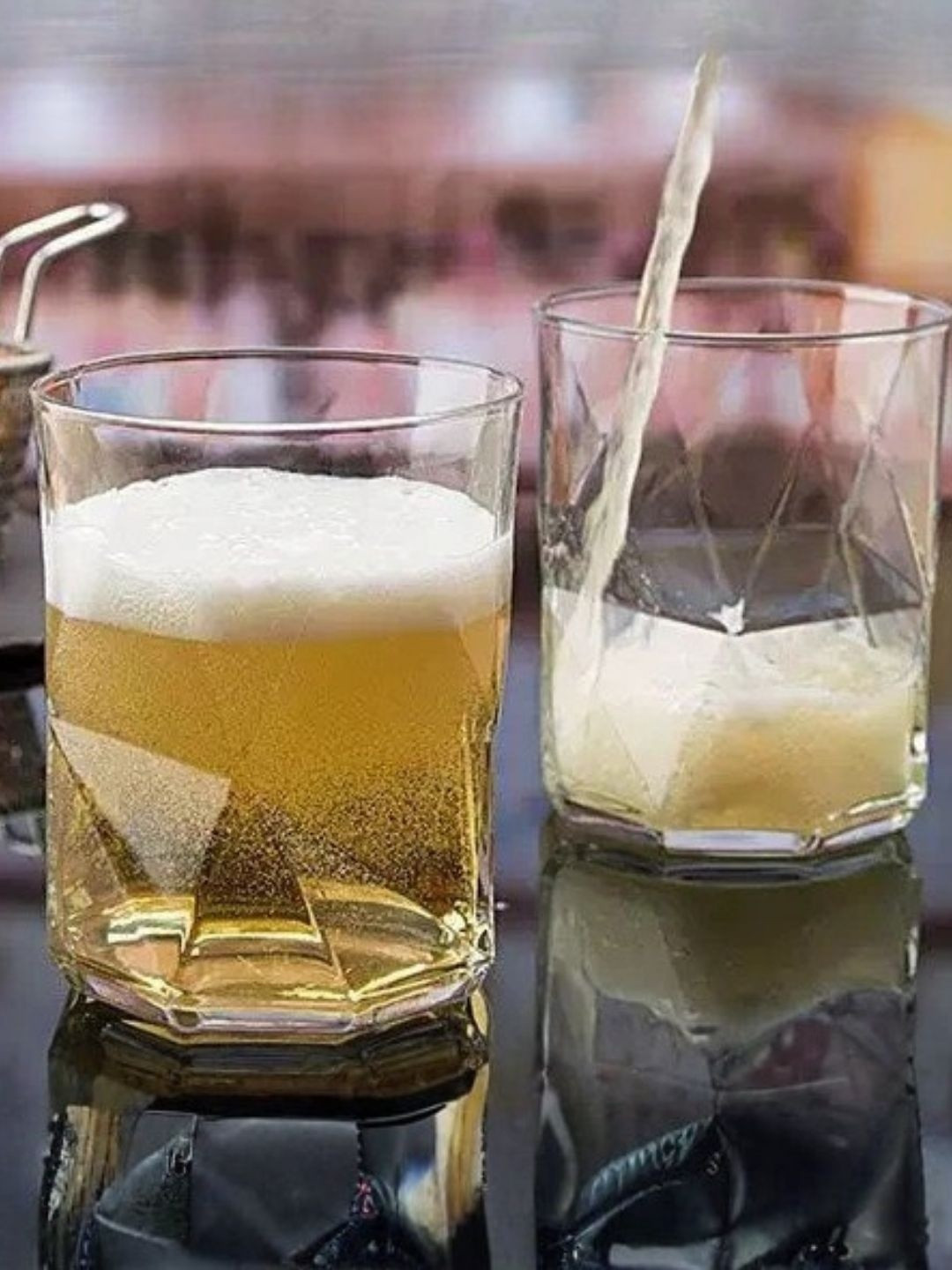 SMOKEY COCKTAIL Set Of 6 Smokey Cocktail Geometric Drinking Glass  (410Ml)