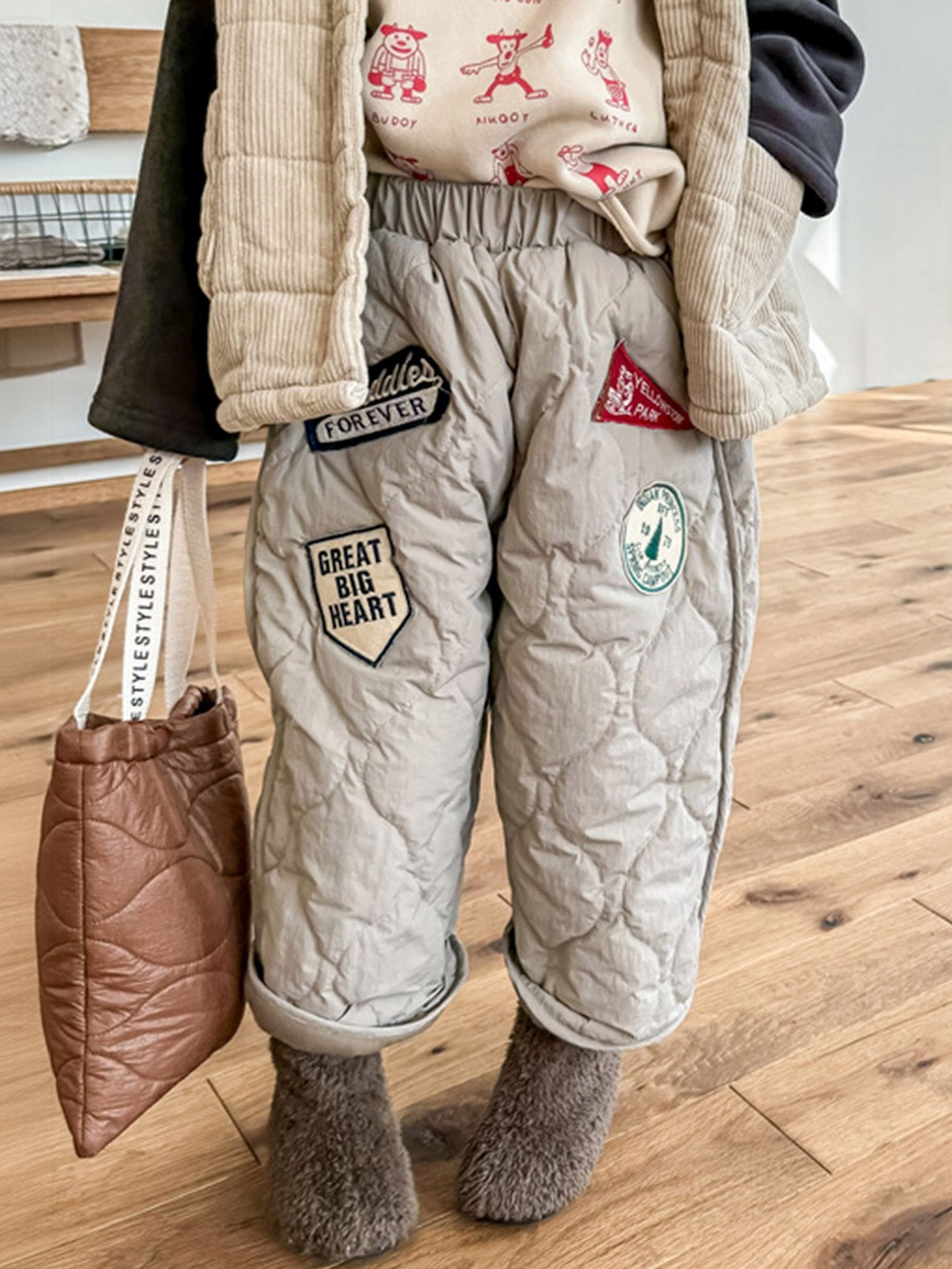 LULU & SKY Girls High-Rise Quilted Trousers