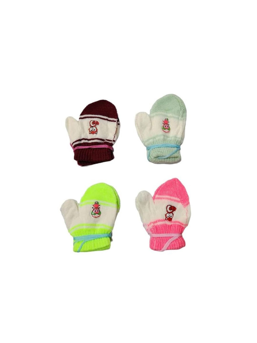 SECRETS BY ZEROKAATA Kids Pack of 4  Woollen Assorted Winter Mittens