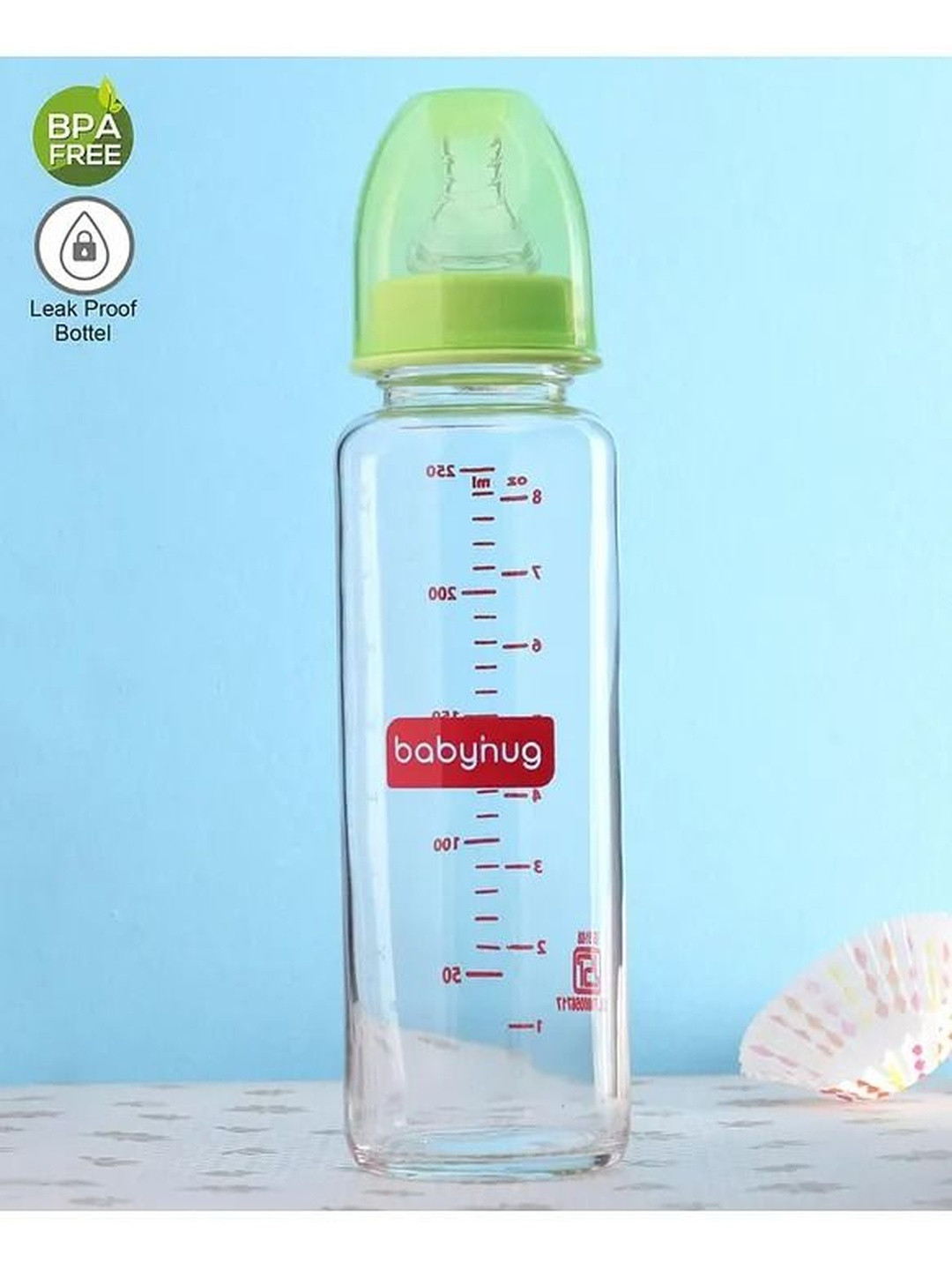 Babyhug Green Printed Anti Colic Feeding Bottle - 250 ml