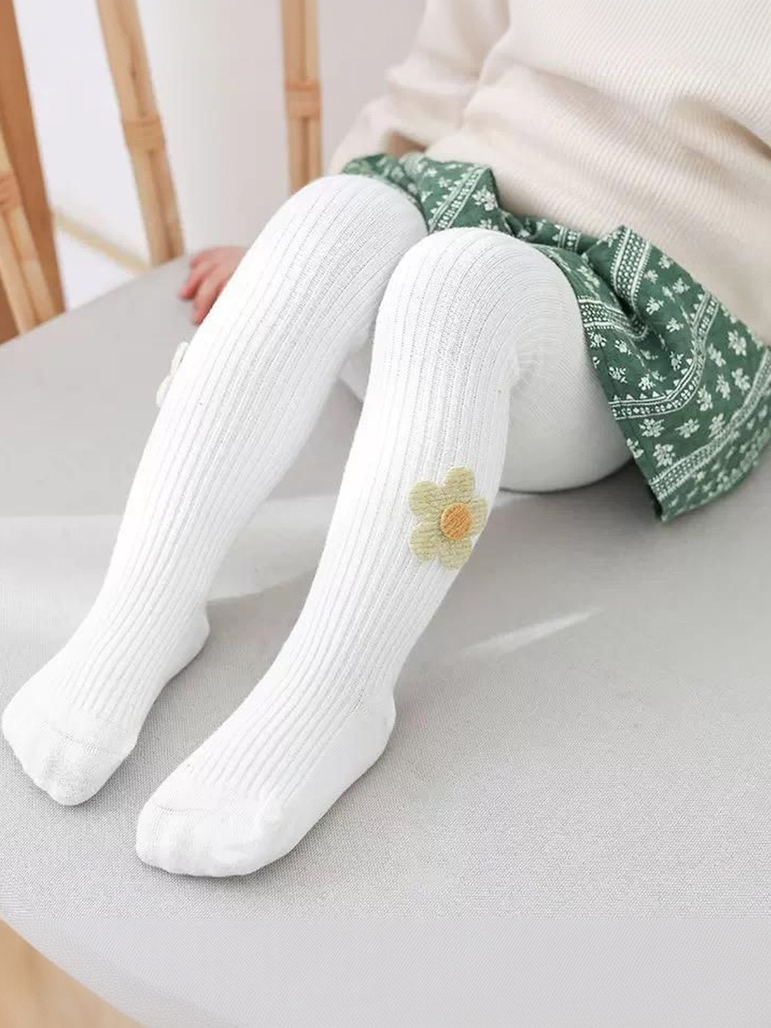 Ziory Girls Floral Designed Cotton Lace Stockings
