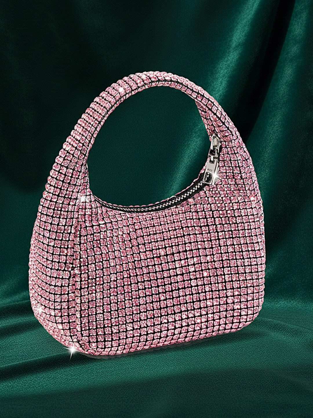 bebe Embellished Half Moon Handheld Bag With Embellished Details
