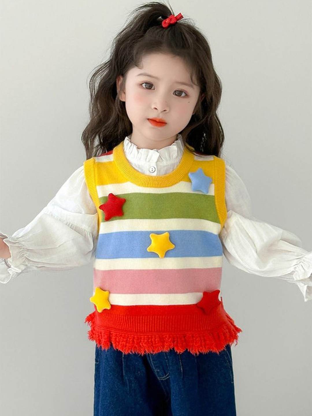 LULU & SKY Boys Striped Sweater Vest with Applique Detail