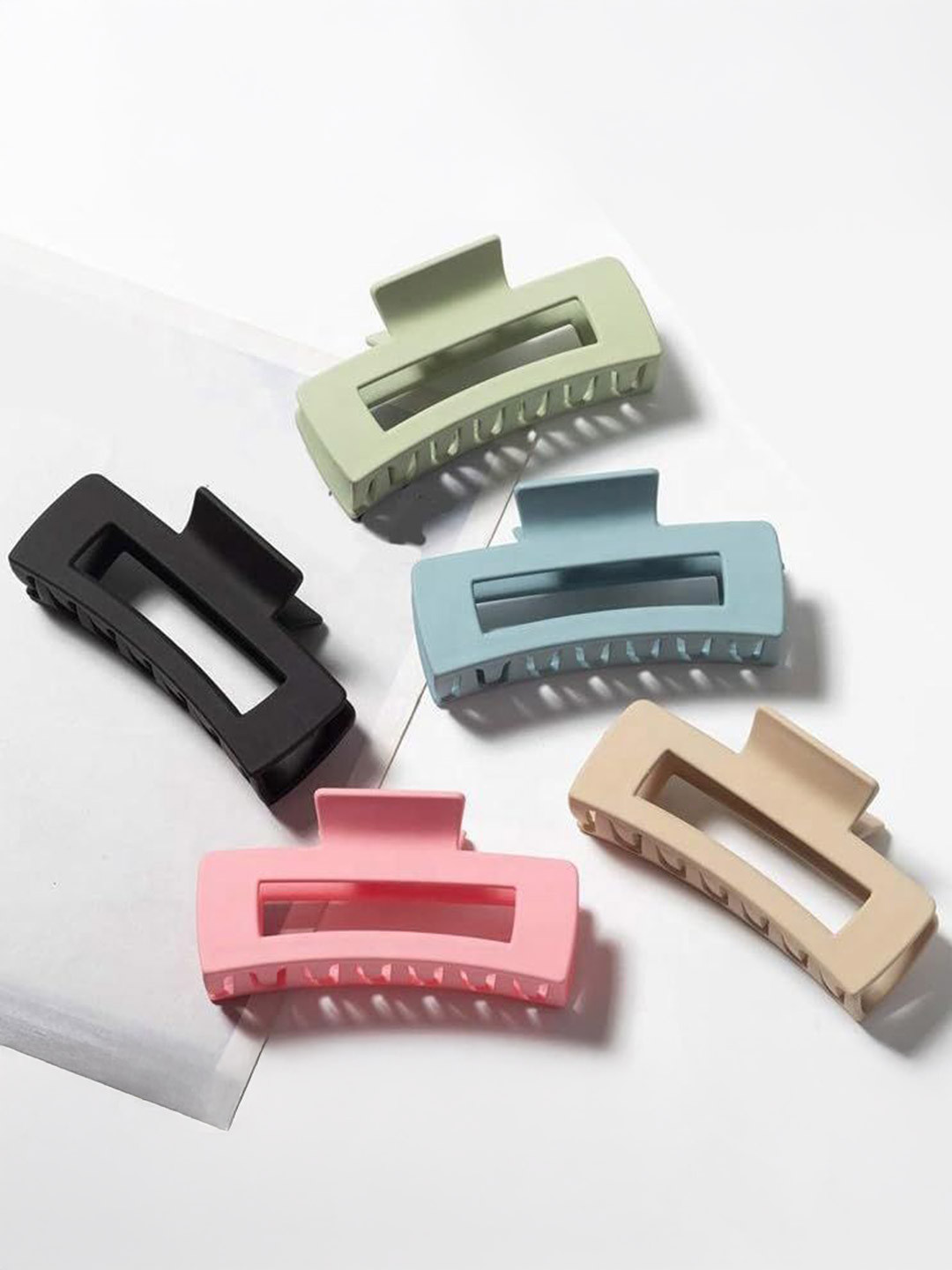 DailyObjects Set of 5 Women Matt Finished Rectangular Hair Clutchers Claw Clips