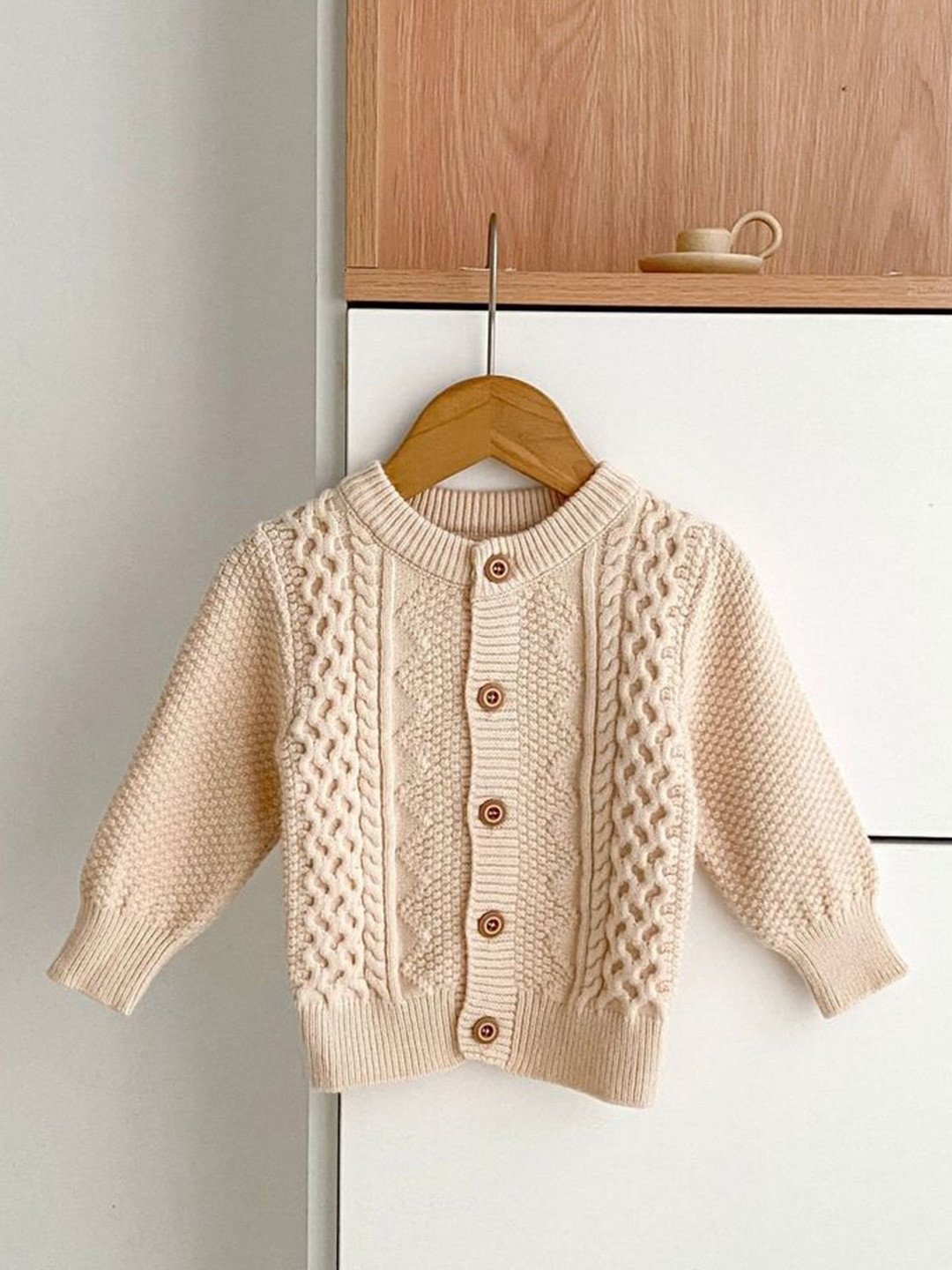 LULU & SKY Unisex Cable Knit Cardigan Sweater