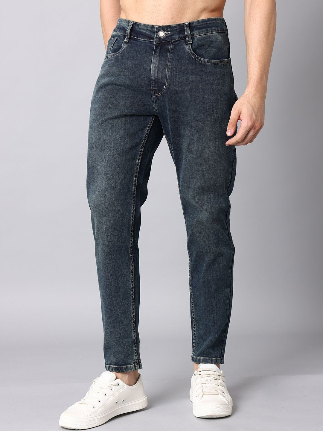 TRIGGER Men Slim Fit Mid-Rise Light Fade Stretchable Jeans
