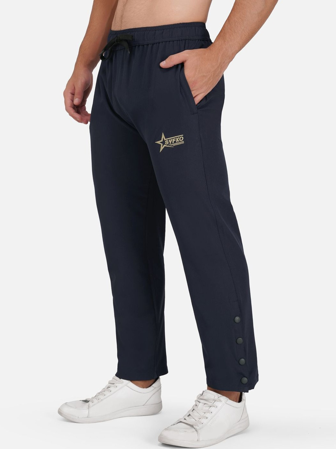 SYFKO Men Brand-Logo Embroidered Mid-Rise Track Pants