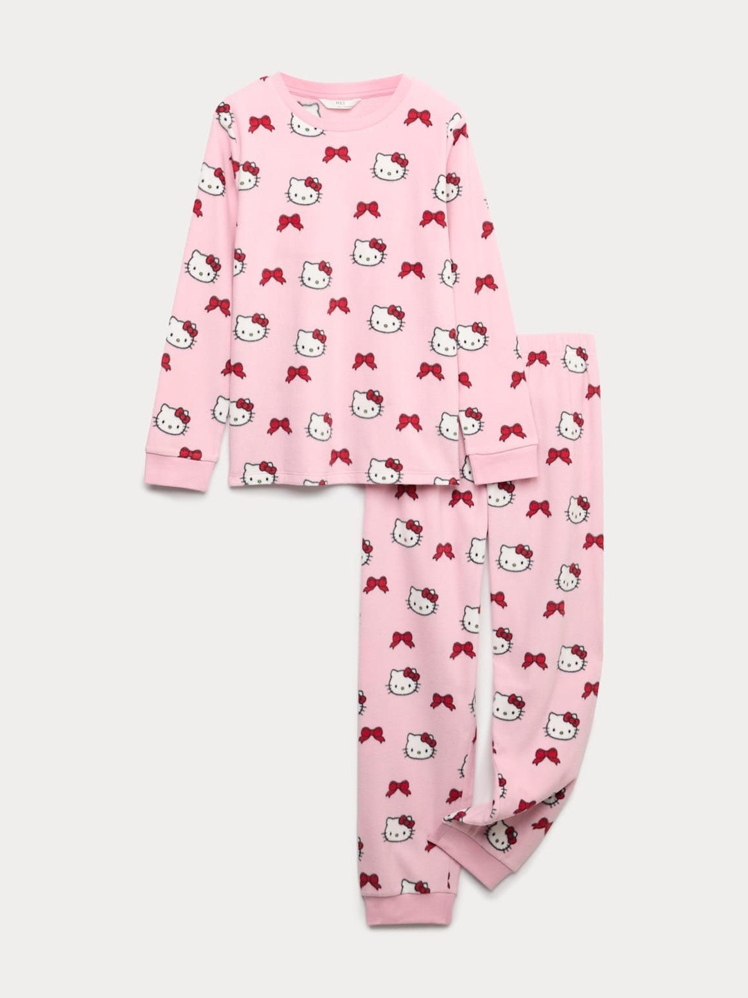 Marks & Spencer Girls Hello Kitty Printed T-Shirt & Pyjamas Night suit