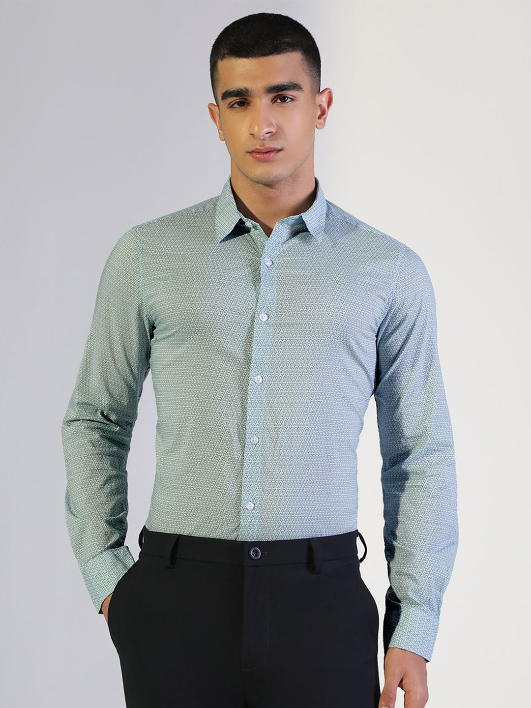 SHOWOFF Men Slim Fit Micro-Print Pattern Printed Formal Shirt