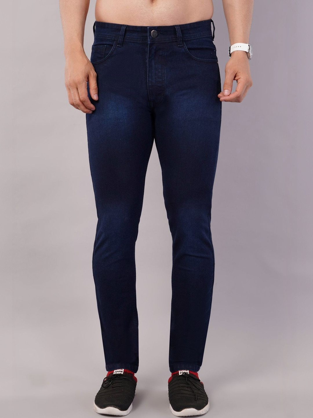 NIVASU Men Skinny Fit Mid-Rise Dark Shade Stretchable Jeans