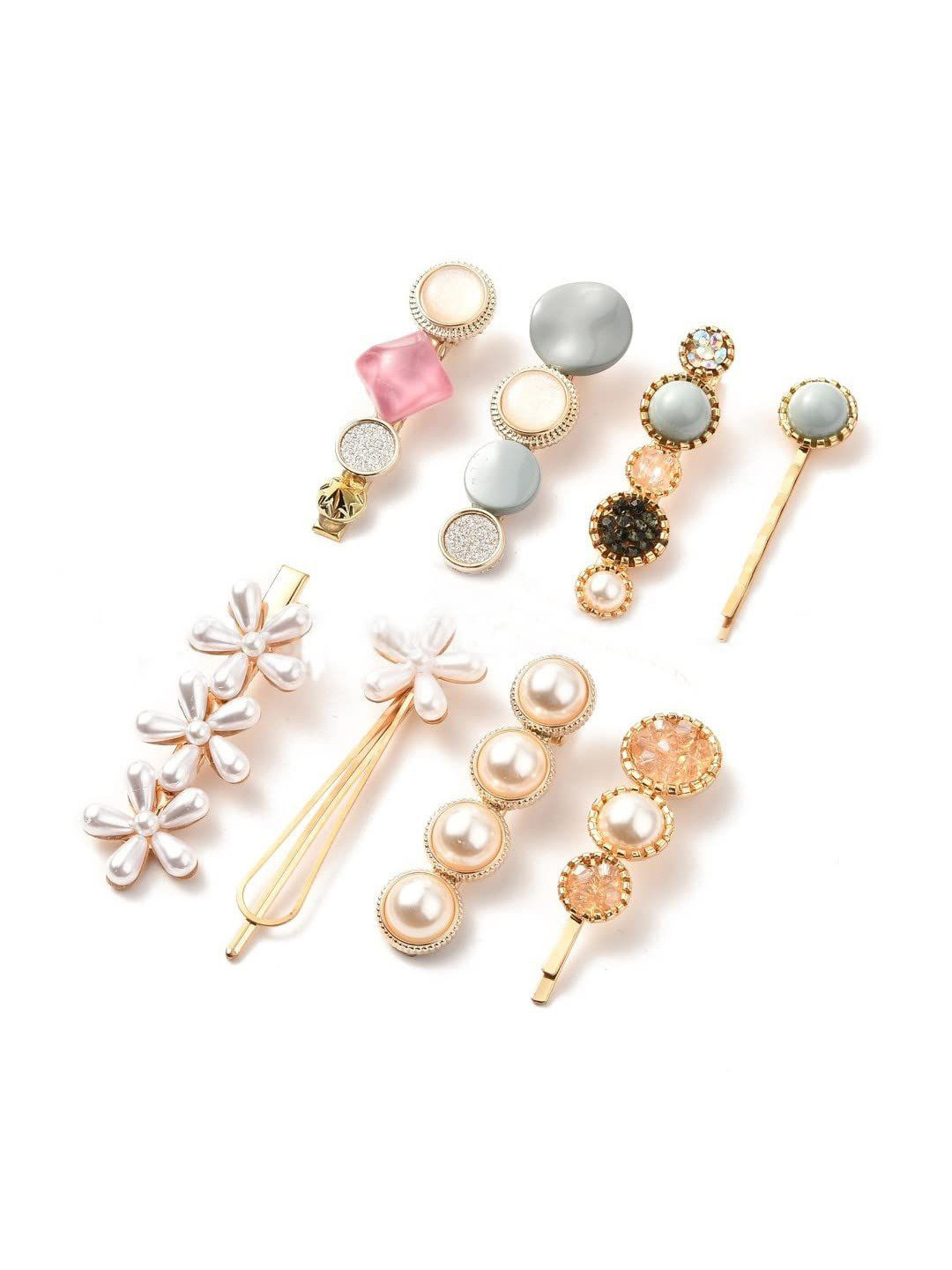 GLOSSY Women Set of 8 Korean Clips and Bobby Pins