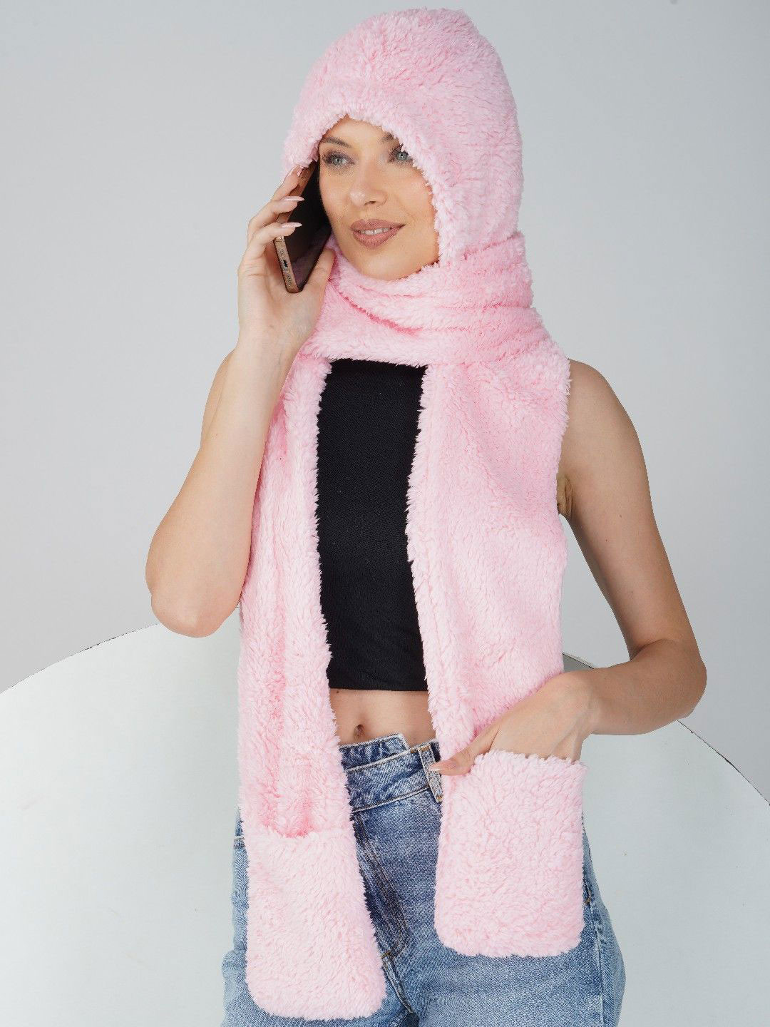 LADONNA Women Woollen 3 in 1 Scarf Beanie