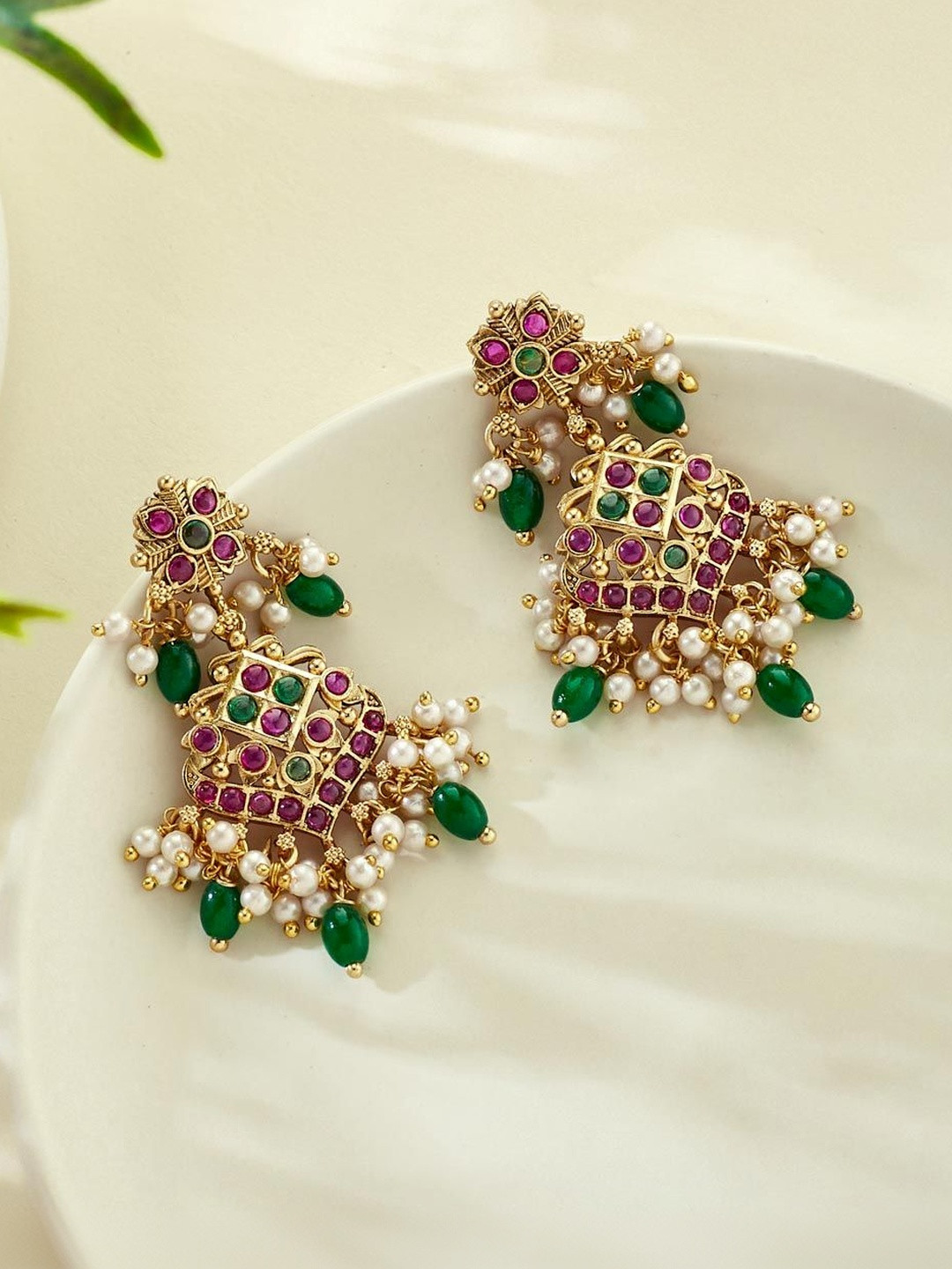 Fabindia Geometric Artificial Stones Dangler Earrings