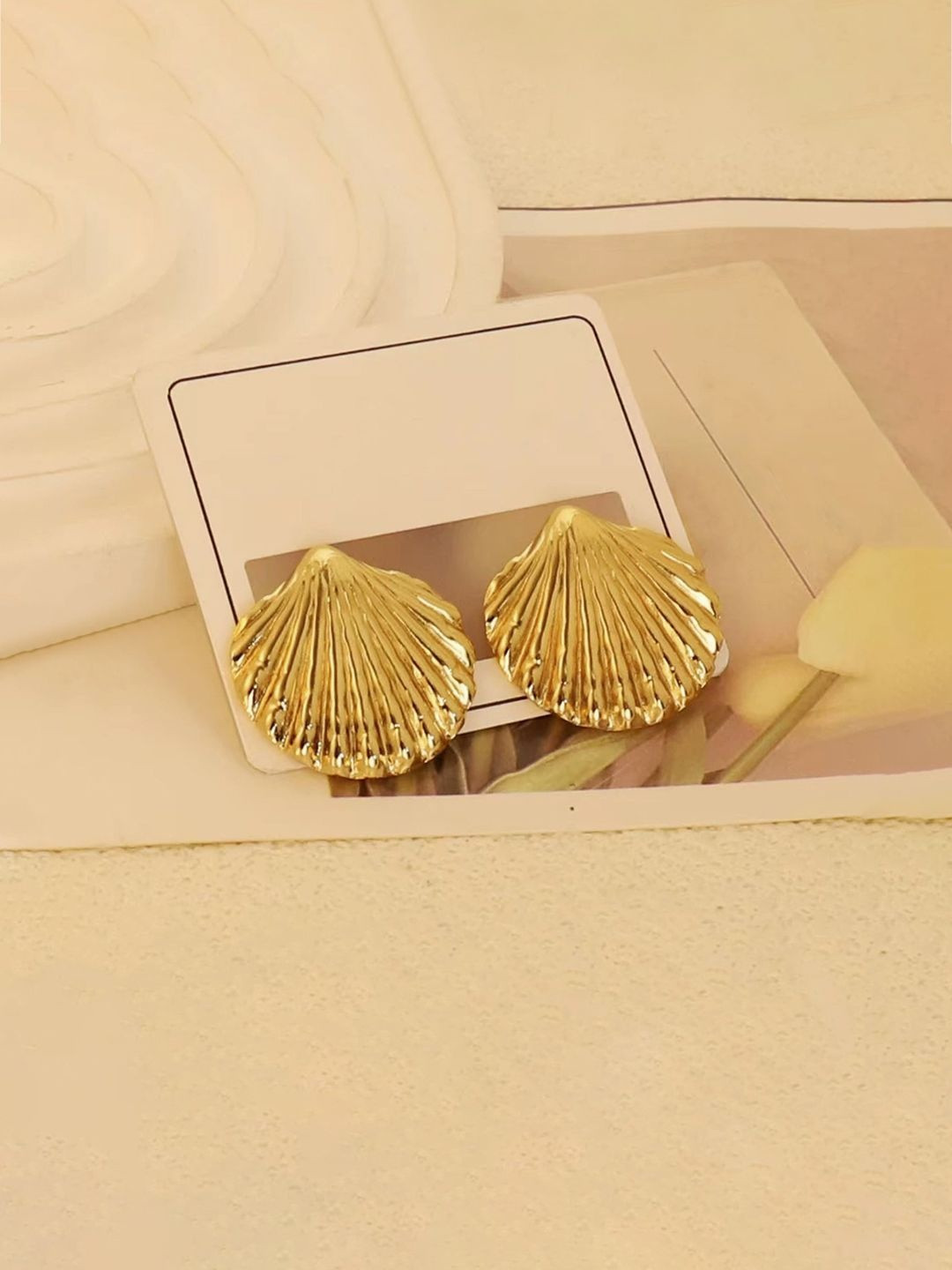 Jewels Galaxy Stainless Steel Gold-Plated Quirky Shpaped Studs