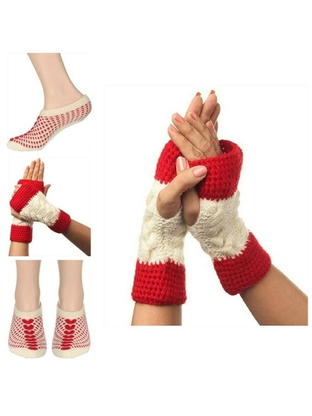 kcsocks Women Patterned Pure Wool Ankle Length Socks With Gloves