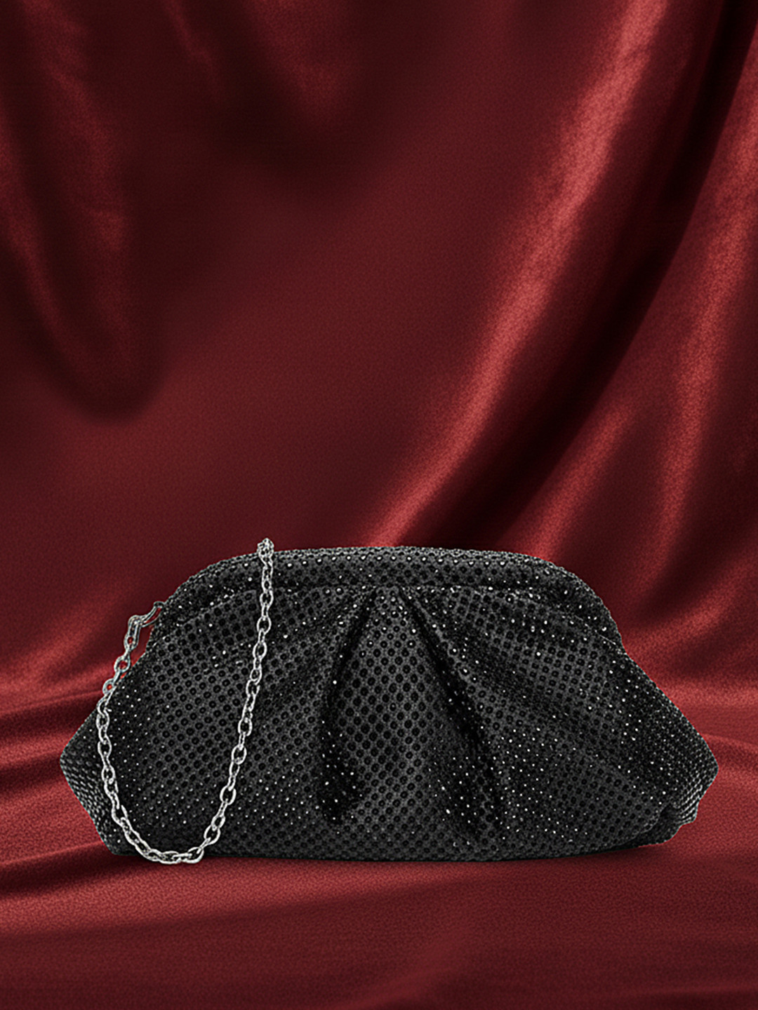 bebe Embellished Shiny Rhinestone Studded Shoulder Strap Purse Clutch