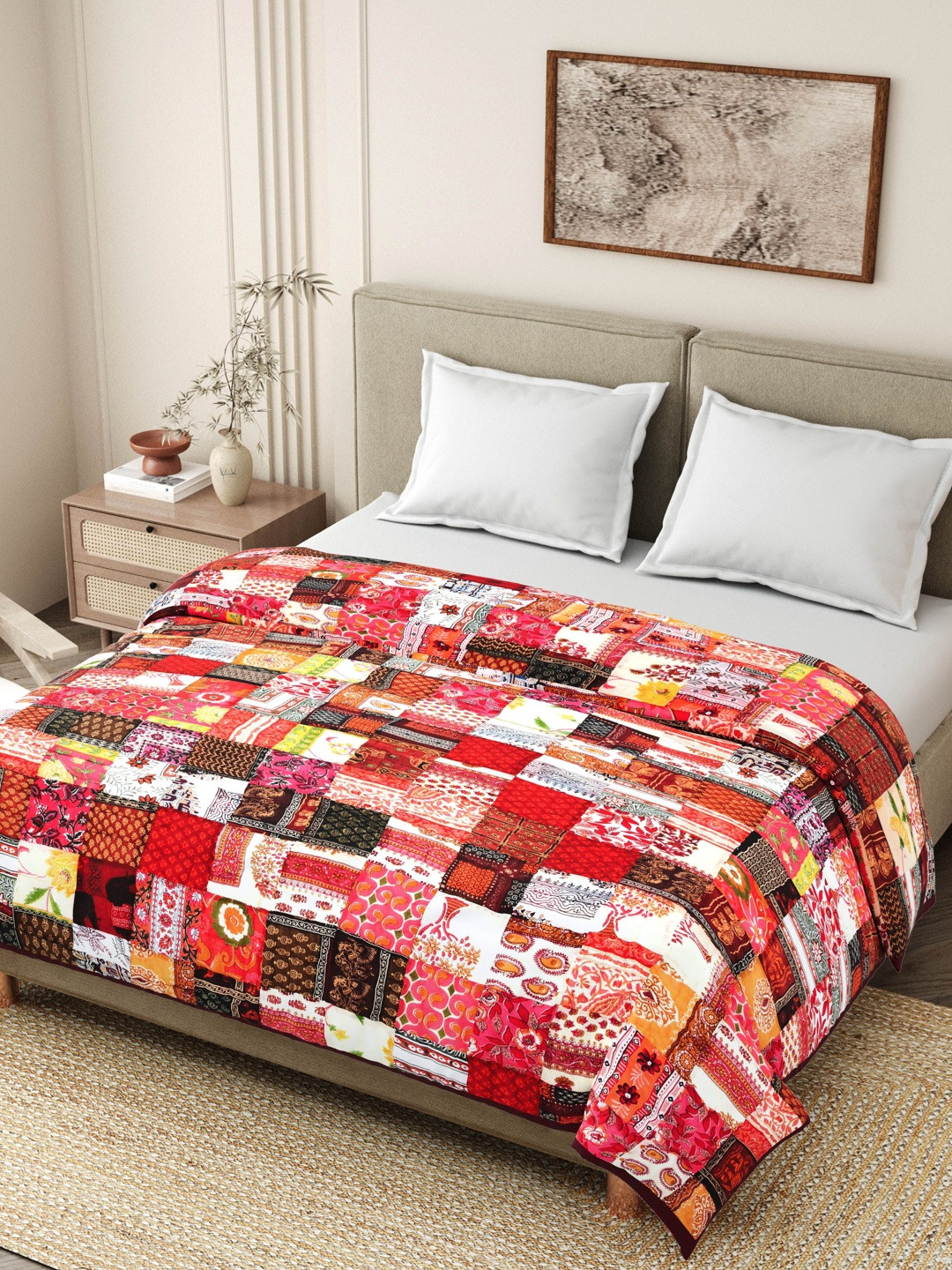 The Craft Monk Pink Mild Winter 350 GSM Double Bed Quilt