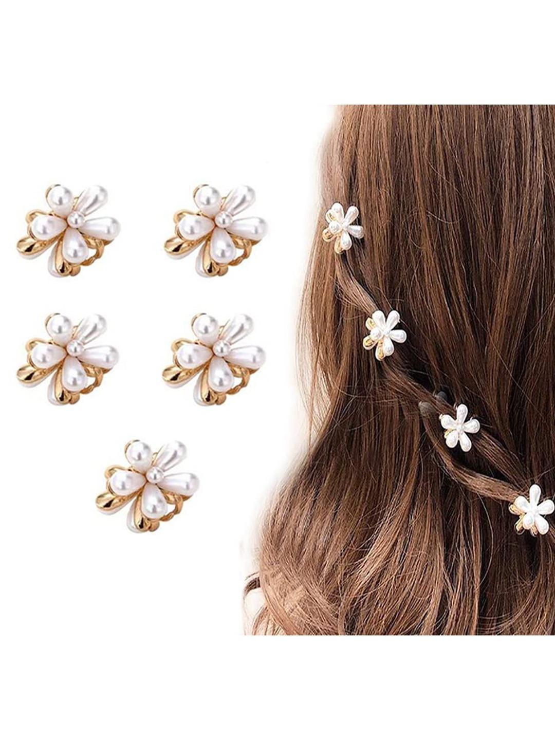 badodiya's Women Set of 5 Pearls Claw Clip Hair Accessory