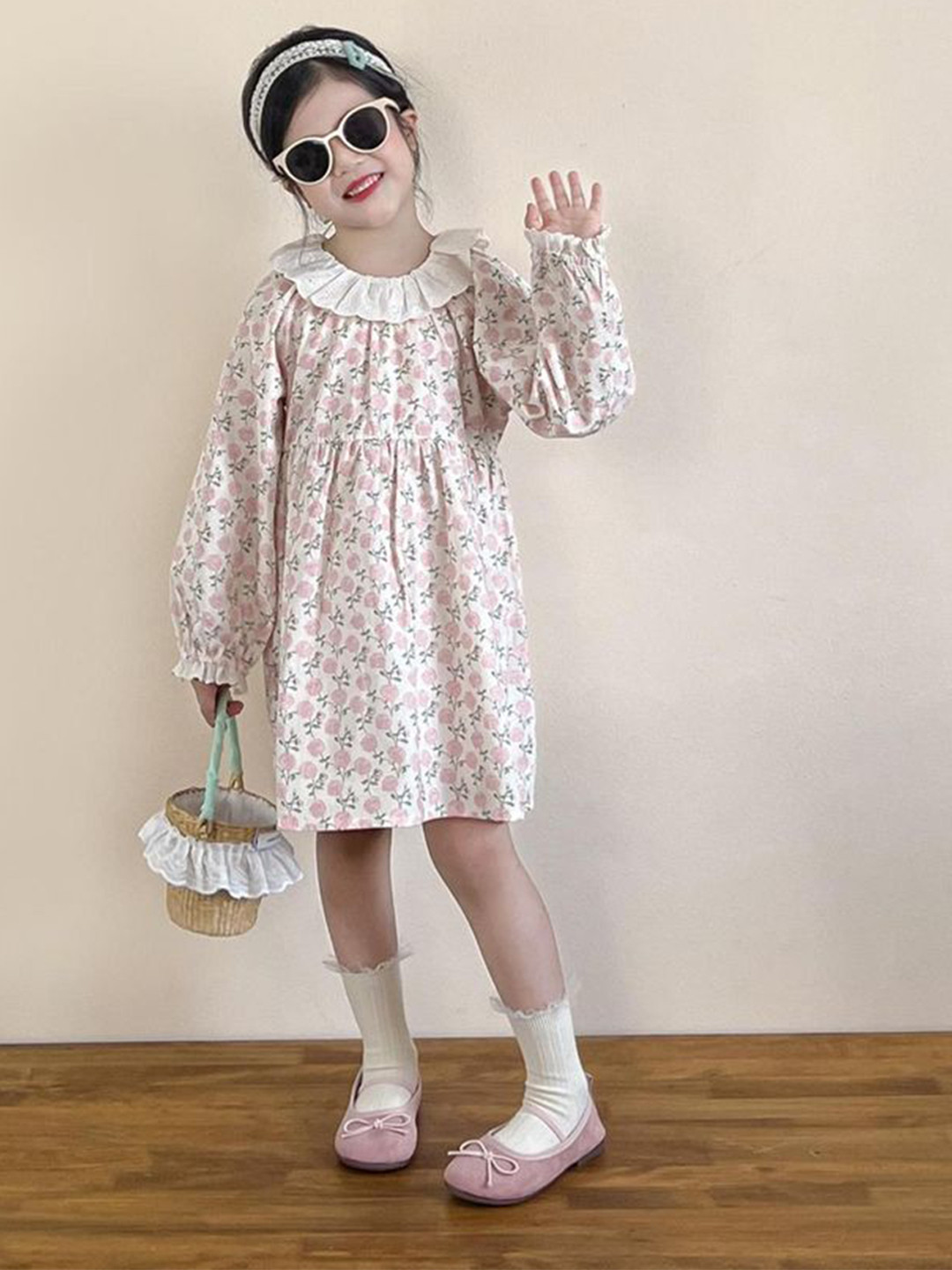 LULU & SKY Girls Flower Print Puff Sleeve A-Line Dress