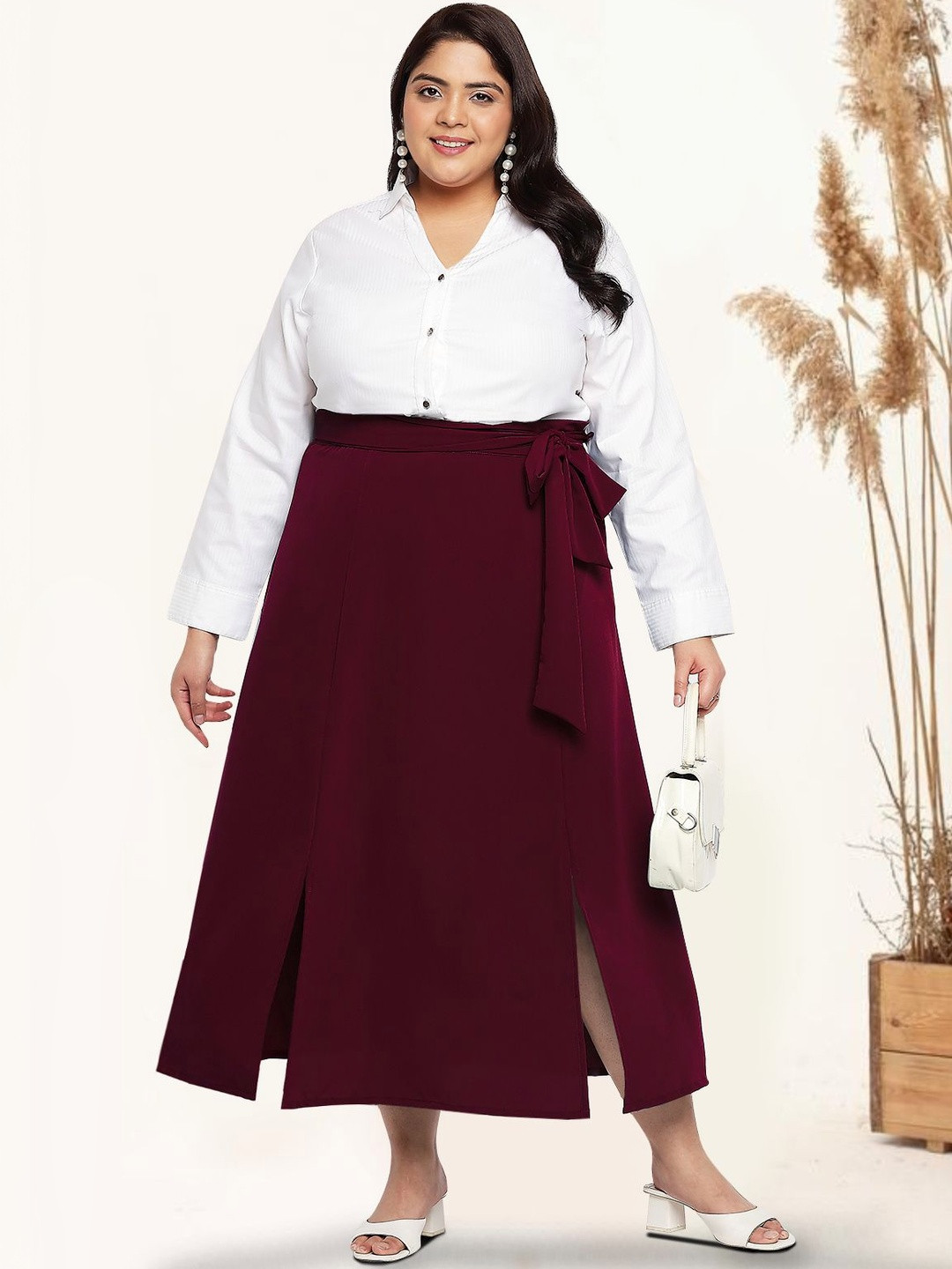 wild U A-Line Midi Slit Skirts