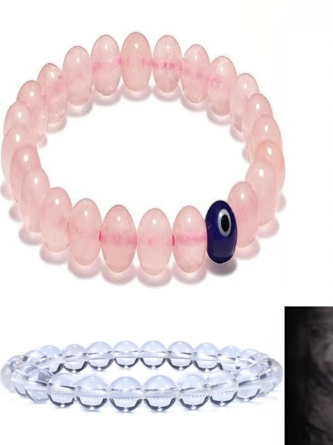 BEECELL CREATION Women Set of 2 Elasticated Evil Eye Artificial Beads Bracelet