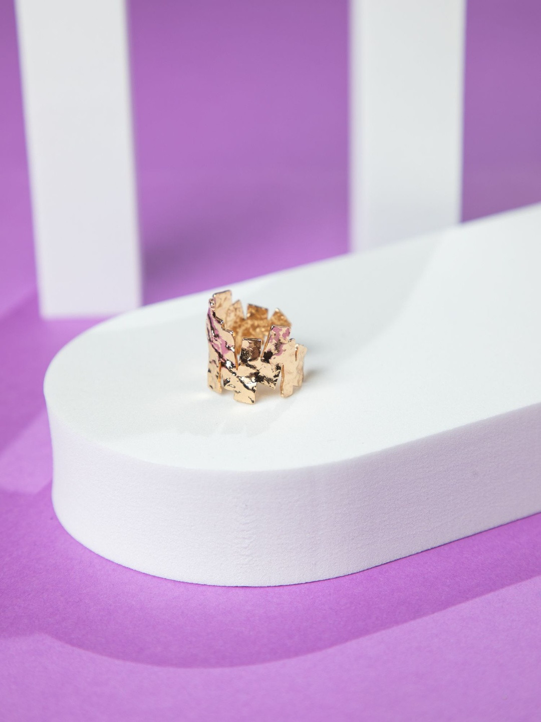 Niscka Gold Plated Minimalistic Geometric Open Ring