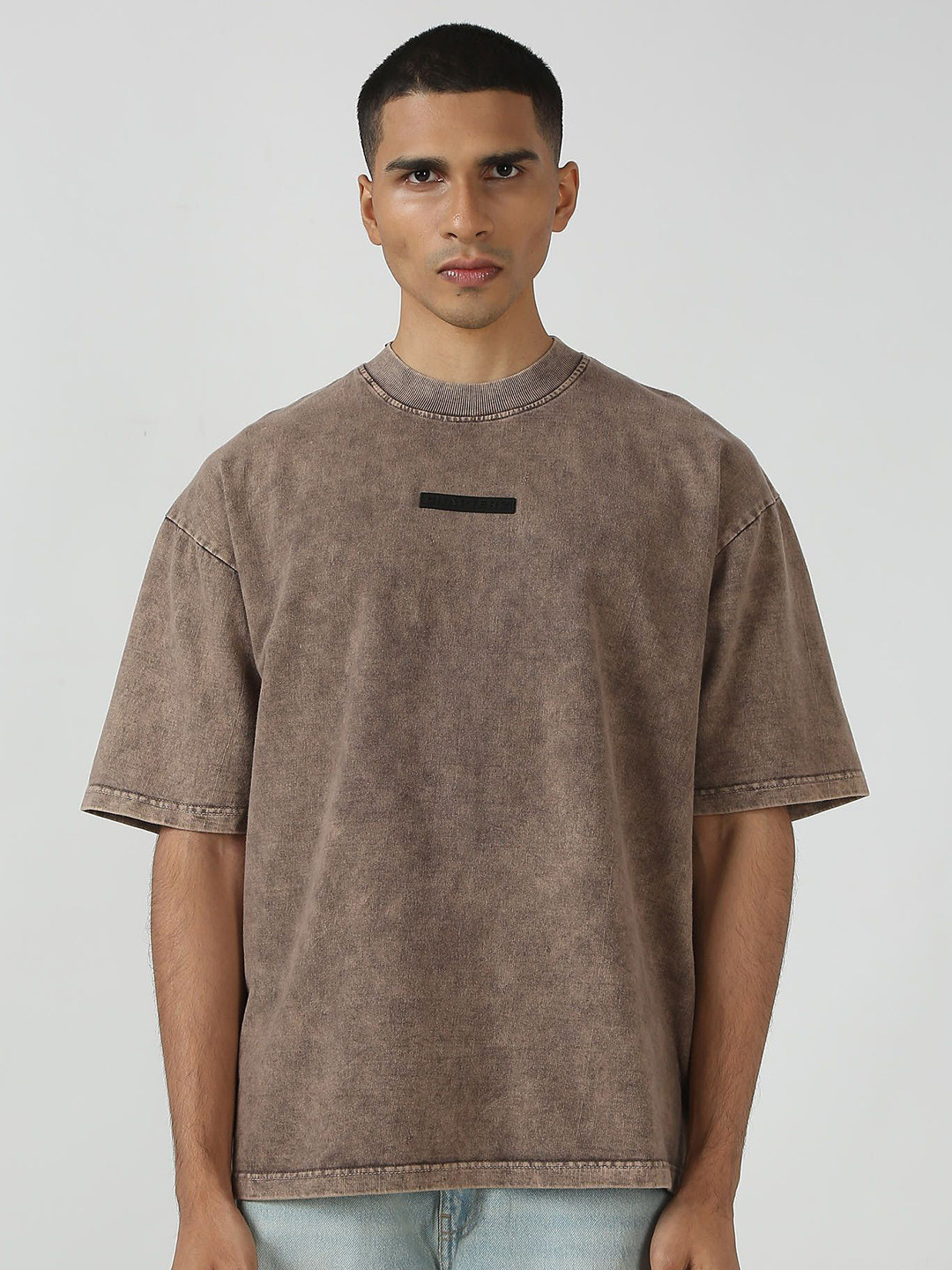 Chapter 2 Unisex Washed Effect Dyed Round Neck Cotton Relaxed Fit T-shirt