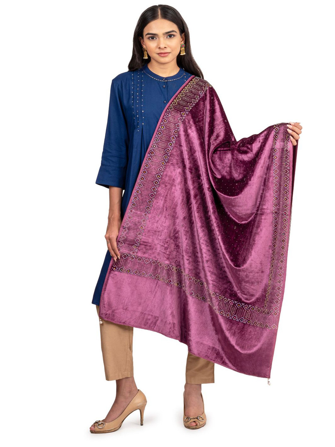 Naureen Women  Embellished Stole With Shimmering Cystals