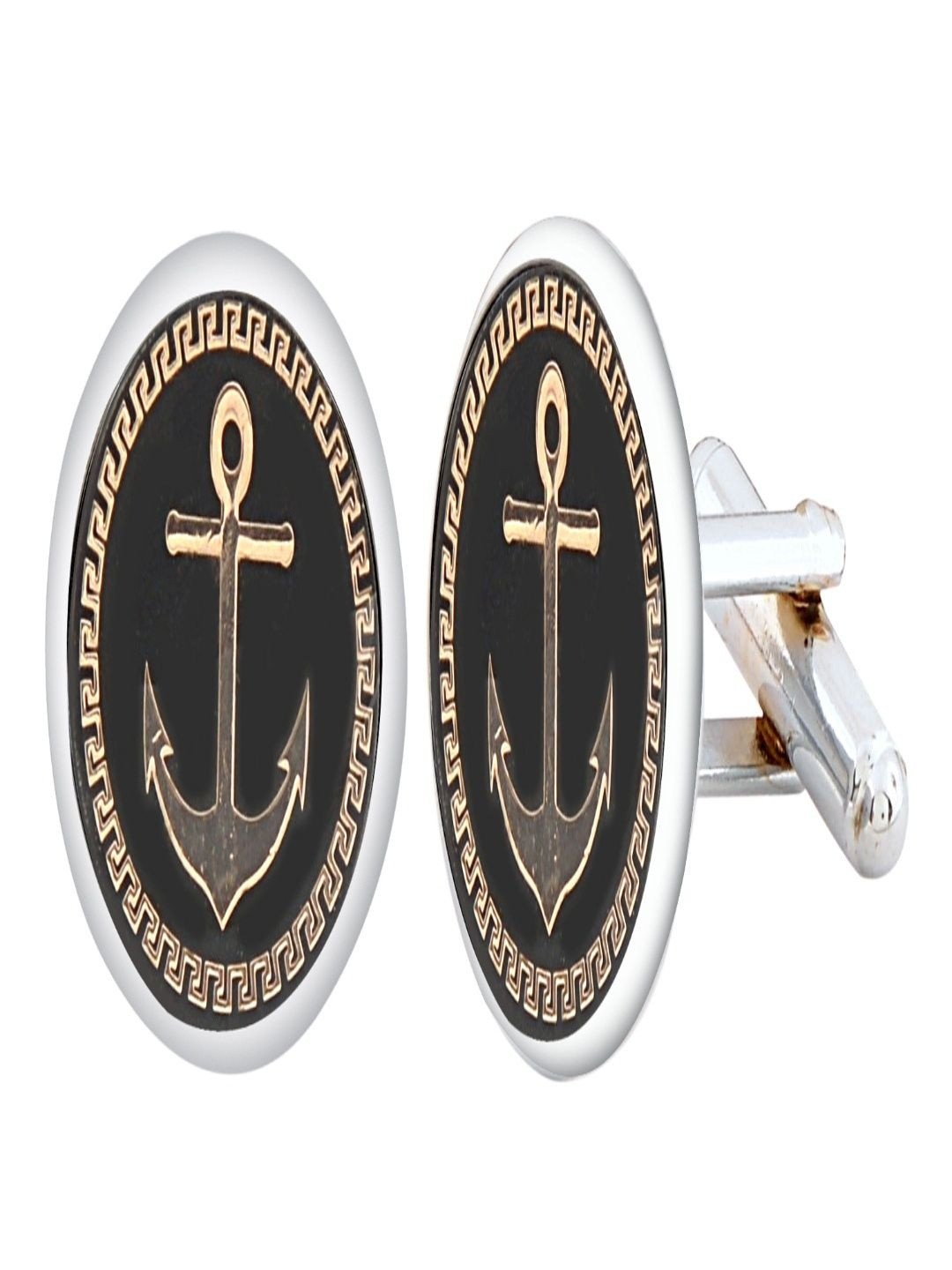 Curren Round Silver-Plated Cufflink